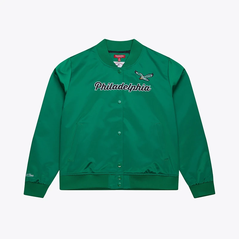 Veste en satin vert Kelly pour femme Mitchell & Ness Philadelphia Eagles