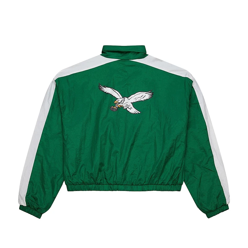 Veste courte entièrement zippée en nylon vert nuit pour femme des Philadelphia Eagles de Mitchell & Ness