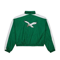 Veste courte entièrement zippée en nylon vert nuit pour femme des Philadelphia Eagles de Mitchell & Ness