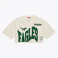 Maillot court Mitchell & Ness pour femme, couleur crème, modèle Randall Cunningham, Philadelphia Eagles, joueur retraité.