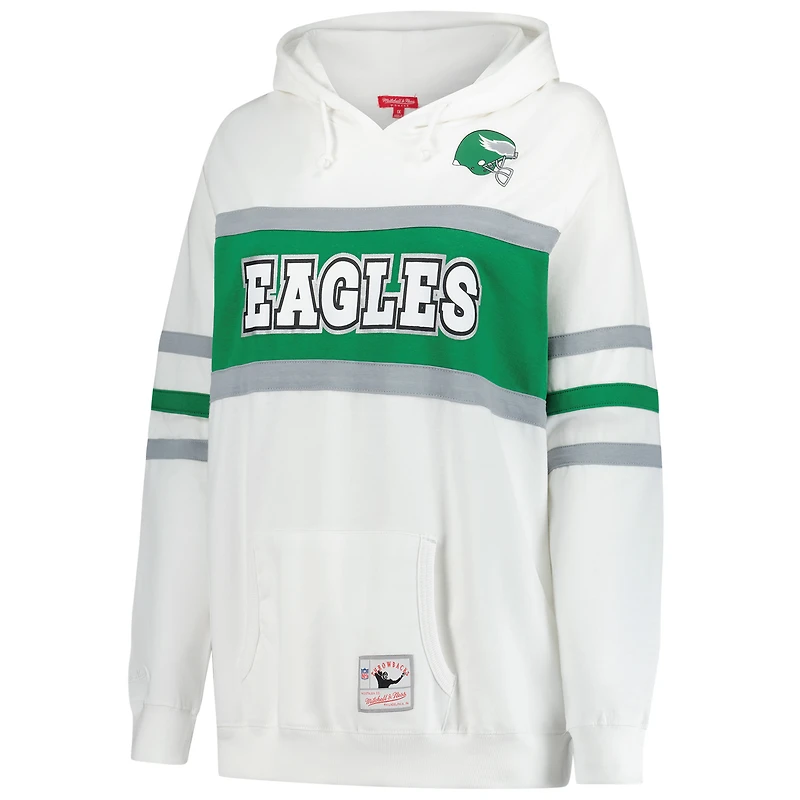 Sweat à capuche rétro Mitchell & Ness blanc grande taille pour femme, entraîneur-chef des Eagles de Philadelphie
