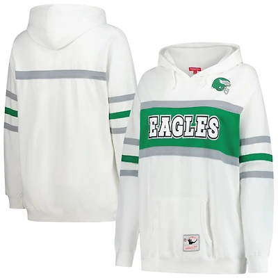 Sweat à capuche rétro Mitchell & Ness blanc grande taille pour femme, entraîneur-chef des Eagles de Philadelphie