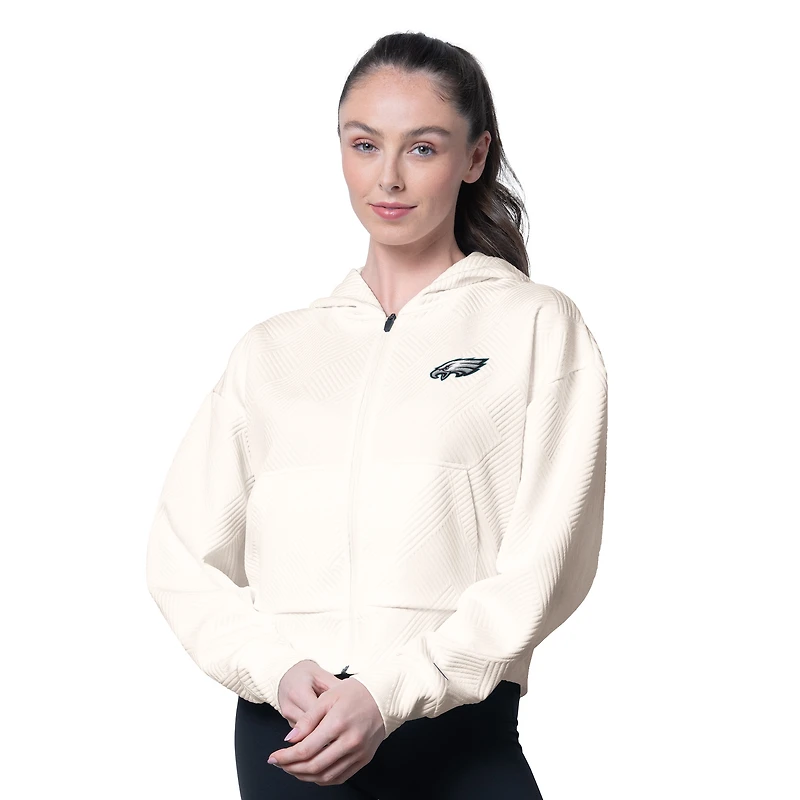 Sweat à capuche zippé MSX by Michael Strahan pour femme, couleur crème, des Philadelphia Eagles, Eleanor