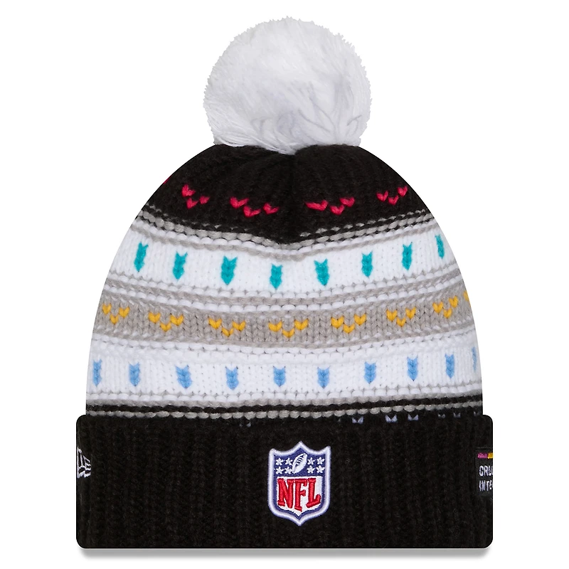 Bonnet à revers et pompon NFL Crucial Catch 2025 des Philadelphia Eagles de New Era pour femme