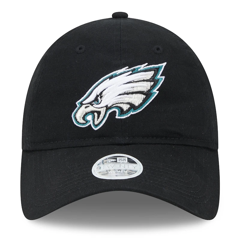 Casquette réglable noire Main Core Classic 2.0 9TWENTY des Eagles de Philadelphie New Era pour femme