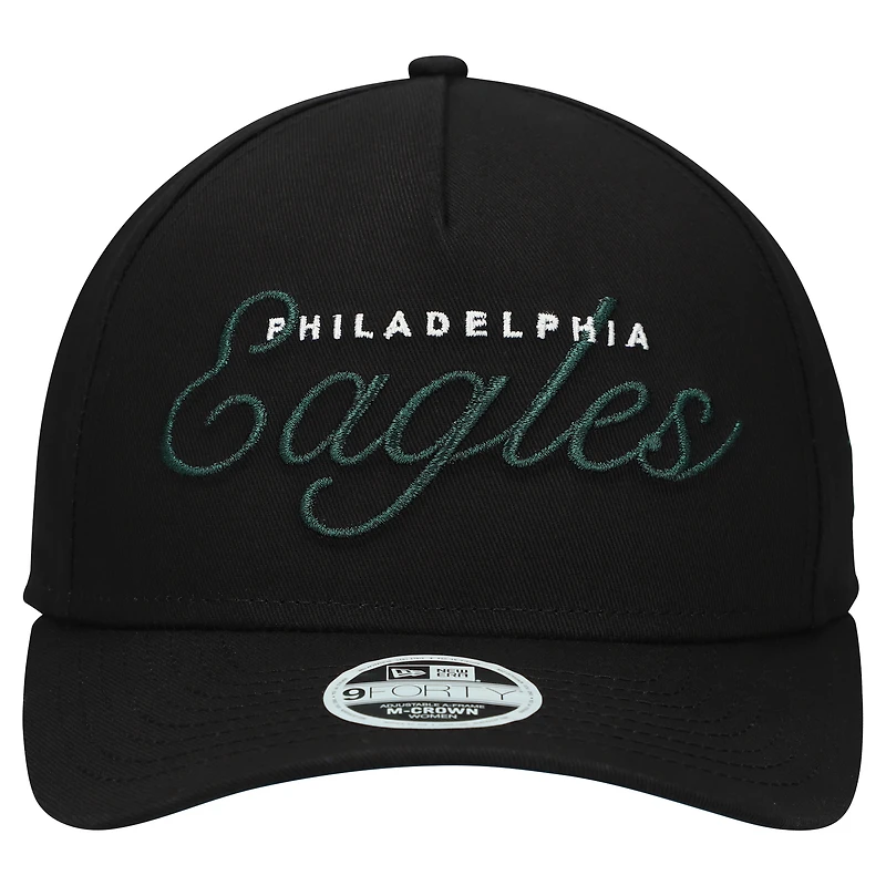 Women's New Era  Black Philadelphia Eagles  Metallic 9FORTY M-Crown A-Frame Adjustable Hat