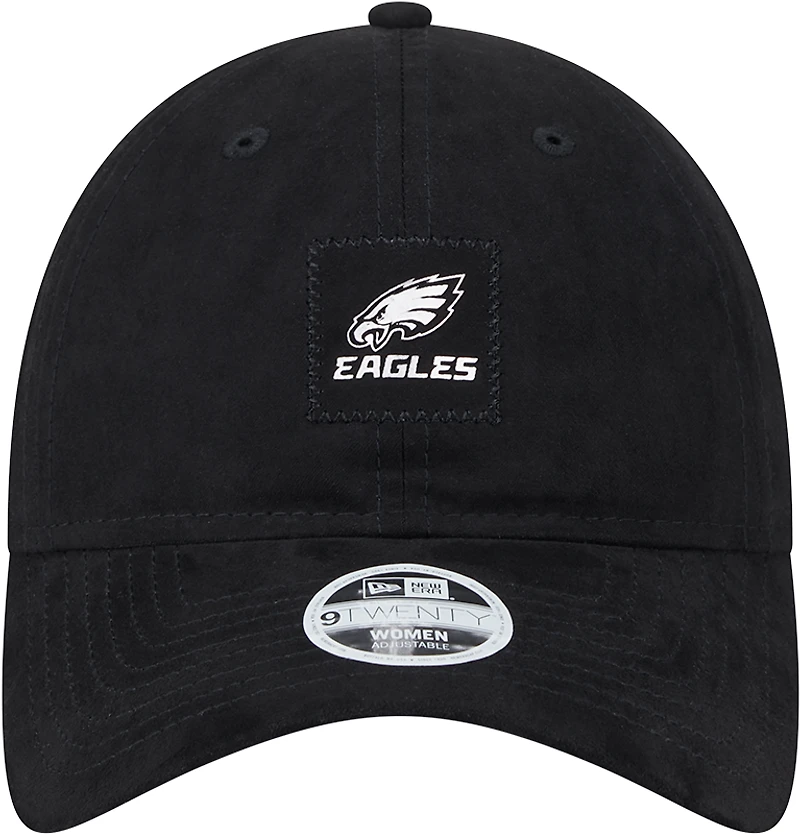Women's New Era Black Philadelphia Eagles Suede Patch 9TWENTY Adjustable Hat