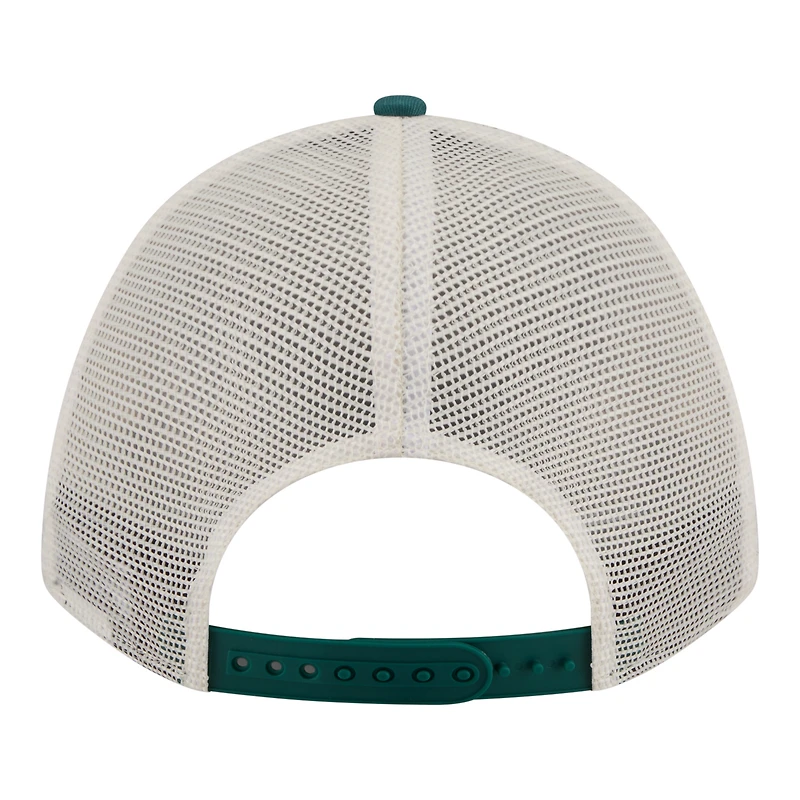 Women's New Era  Cream/Green Philadelphia Eagles Retro A-Frame 9FORTY Adjustable Hat