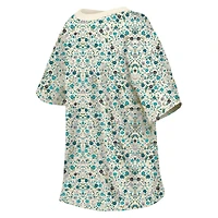 T-shirt à col rond floral New Era crème Philadelphia Eagles Glam Game pour femme