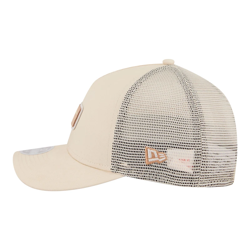 Women's New Era Cream Philadelphia Eagles Tonal Patch M-Crown A-Frame 9FORTY Trucker Adjustable Hat