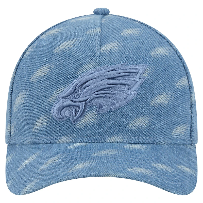 Women's New Era Denim Philadelphia Eagles A-Frame 9FORTY Adjustable Hat