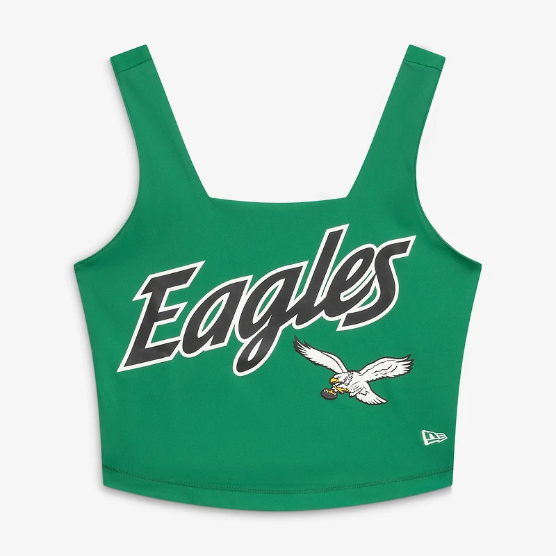 Women's New Era Green/Black Philadelphia Eagles Reversible Cropped Sport Classics Tank Top