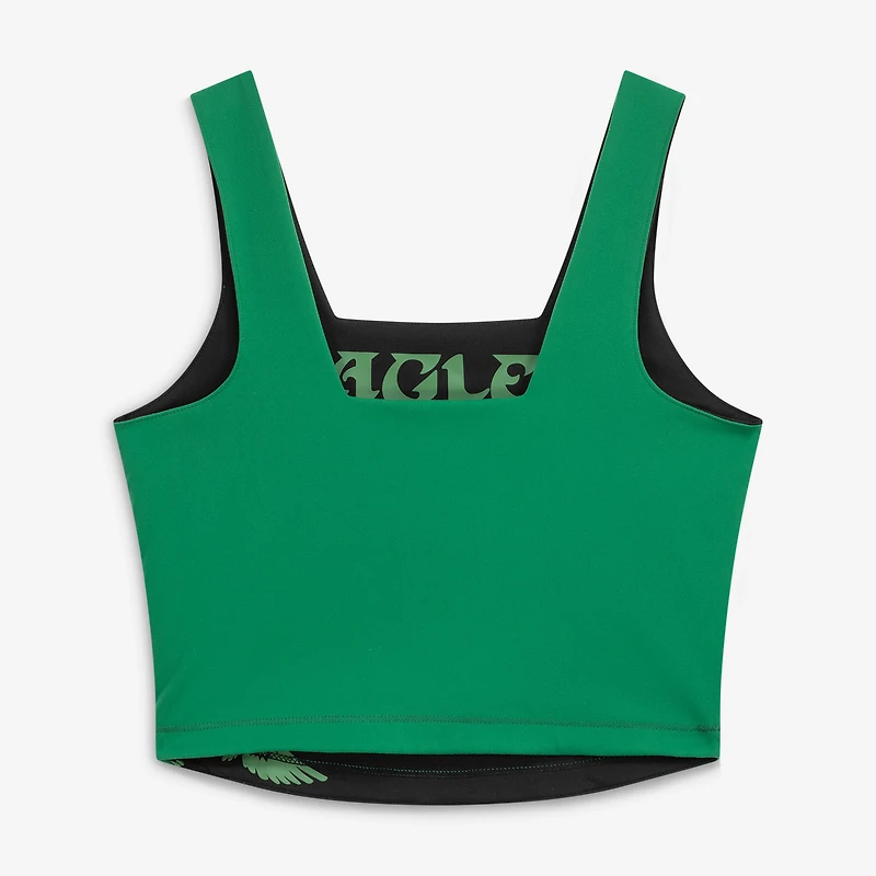 Women's New Era Green/Black Philadelphia Eagles Reversible Cropped Sport Classics Tank Top