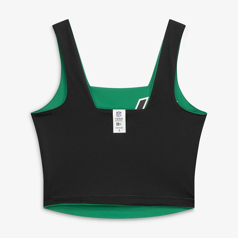 Women's New Era Green/Black Philadelphia Eagles Reversible Cropped Sport Classics Tank Top