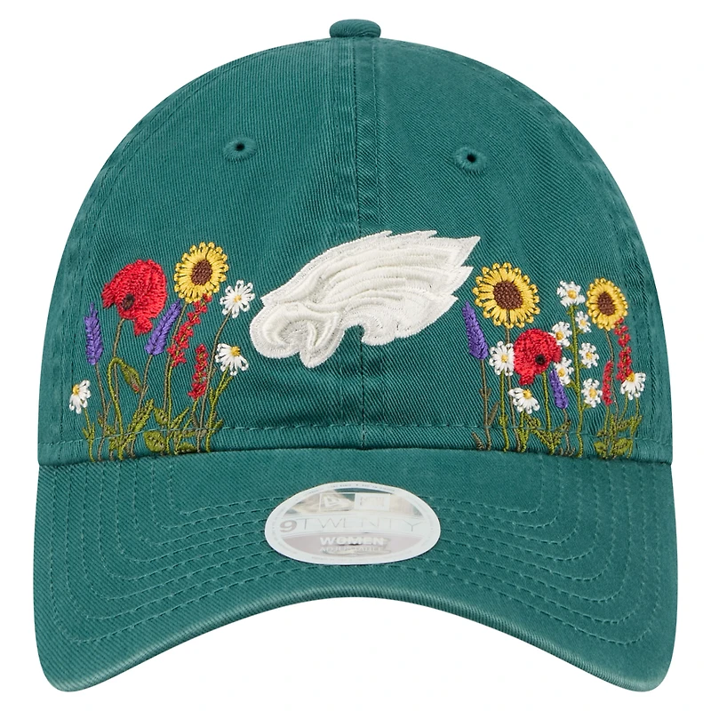 Casquette ajustable New Era 9TWENTY verte Philadelphia Eagles Wildflower pour femme