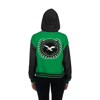 Women's New Era  Kelly Green Philadelphia Eagles Throwback Full-Snap Hooded Jacket