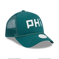 Casquette ajustable 9FORTY vert nuit des Philadelphia Eagles McGee Trucker New Era pour femme