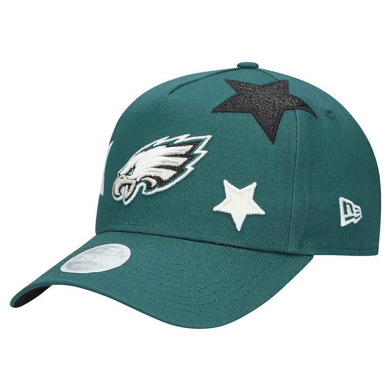 Women's New Era Midnight Green Philadelphia Eagles Stardom A-Frame 9FORTY Adjustable Hat