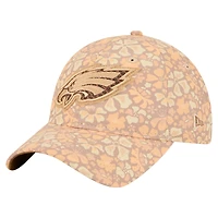 Casquette ajustable New Era 9TWENTY beige à motif floral des Eagles de Philadelphie pour femme