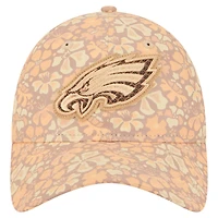 Casquette ajustable New Era 9TWENTY beige à motif floral des Eagles de Philadelphie pour femme