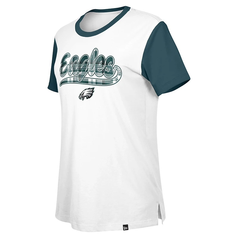 Women's New Era White/Midnight Green Philadelphia Eagles 3rd Down T-Shirt