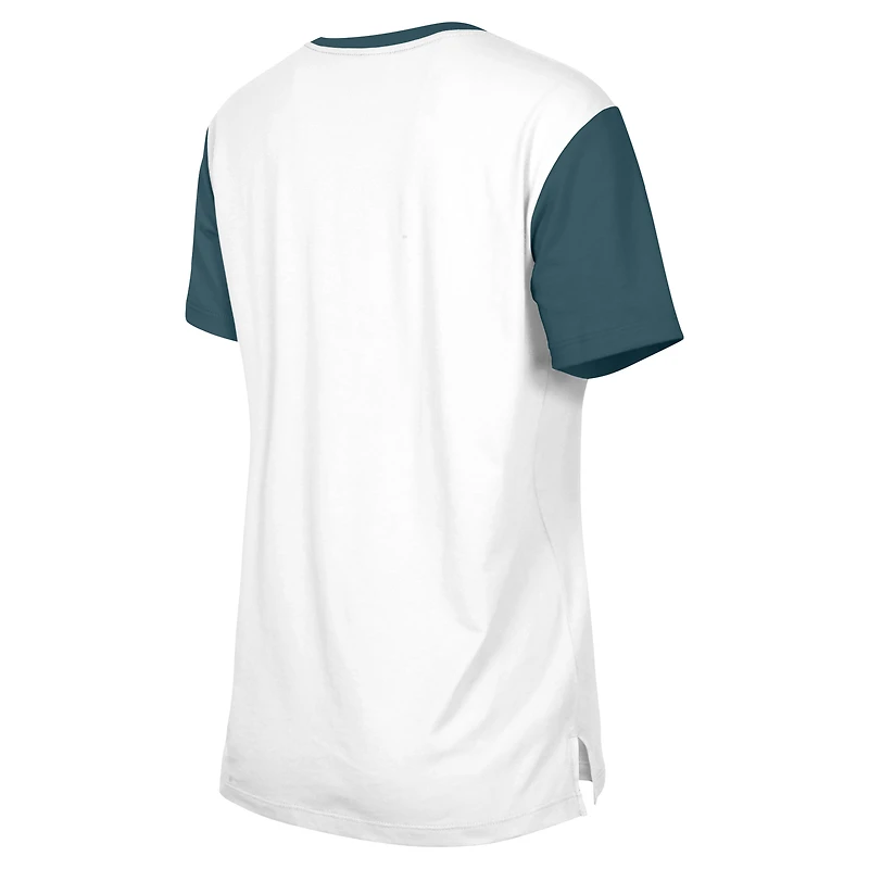 Women's New Era White/Midnight Green Philadelphia Eagles 3rd Down T-Shirt