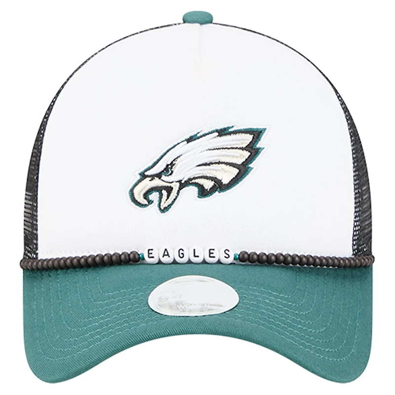 Bracelet d'amitié New Era blanc/vert nuit pour femme des Philadelphia Eagles, casquette ajustable 9FORTY