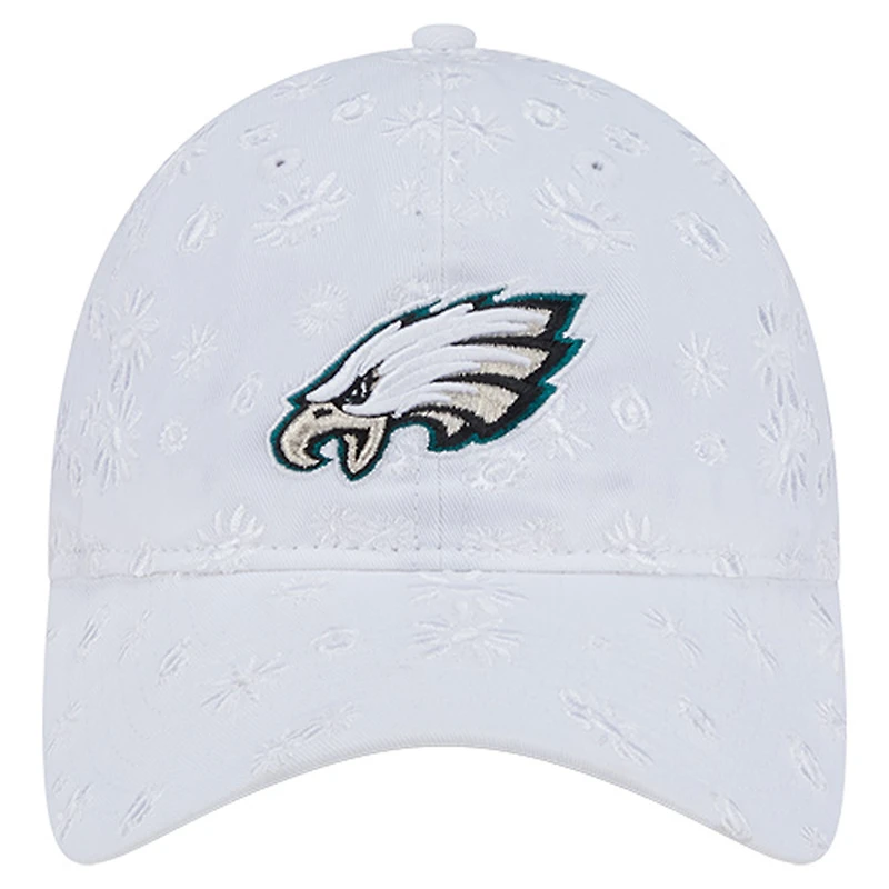 Casquette ajustable 9TWENTY blanche à imprimé floral des Philadelphia Eagles de New Era pour femme