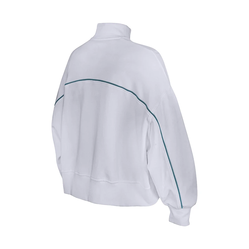 Women's New Era White Philadelphia Eagles Functional Fandom Quarter-Zip Sweatshirt