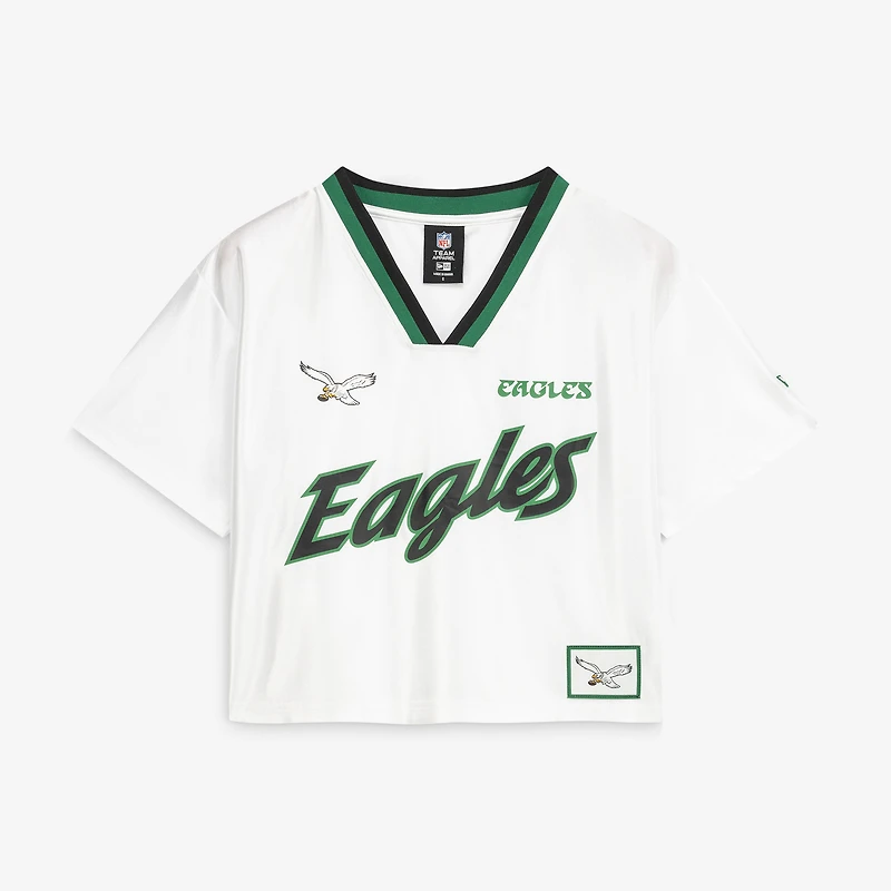 Maillot de sport court et carré New Era blanc Philadelphia Eagles pour femme
