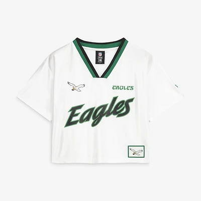 Women's New Era White Philadelphia Eagles Sport Classics Boxy Cropped Fashion Jersey