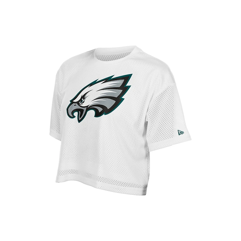 Women's New Era  White Philadelphia Eagles Summer Mesh Cropped Boxy T-Shirt