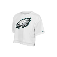 Women's New Era  White Philadelphia Eagles Summer Mesh Cropped Boxy T-Shirt