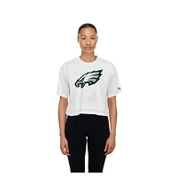 Women's New Era  White Philadelphia Eagles Summer Mesh Cropped Boxy T-Shirt