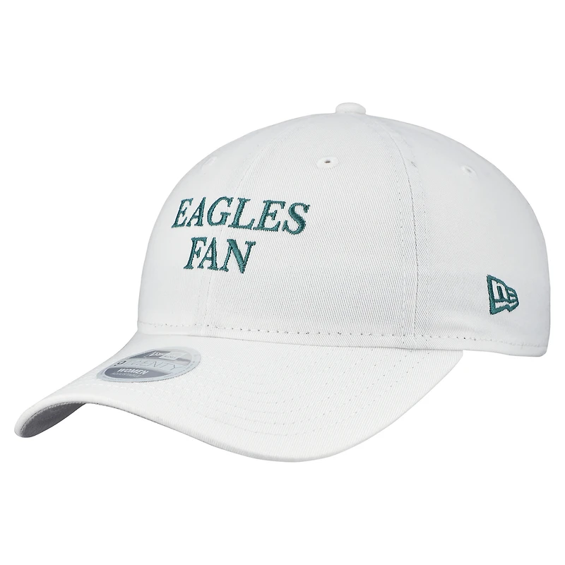 Casquette ajustable New Era blanche Philadelphia Eagles Team Fan 9TWENTY pour femme