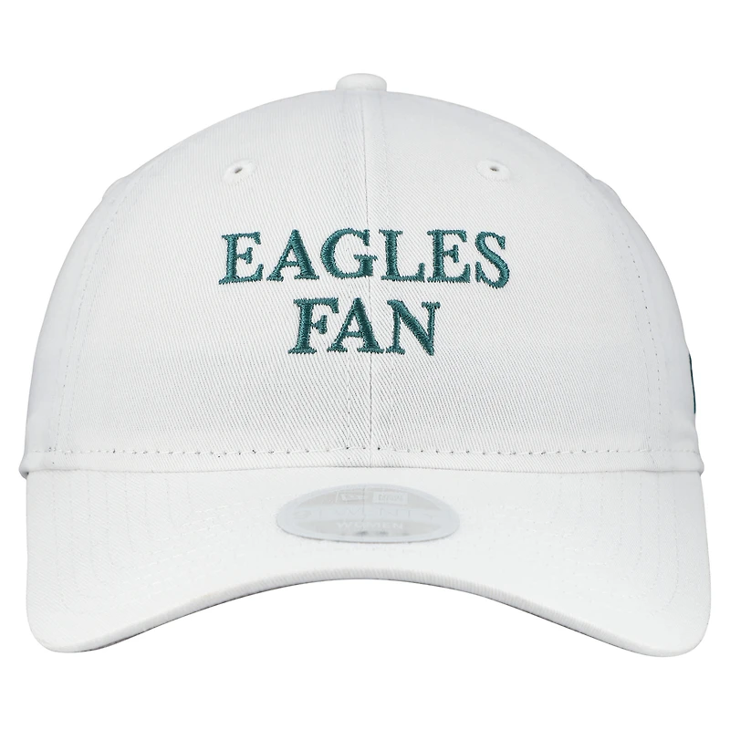 Casquette ajustable New Era blanche Philadelphia Eagles Team Fan 9TWENTY pour femme
