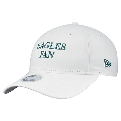 Casquette ajustable New Era blanche Philadelphia Eagles Team Fan 9TWENTY pour femme