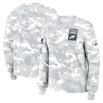 Women's Nike Arctic Camo Philadelphia Eagles 2024 Salute To Service Performance Long Sleeve T-Shirt