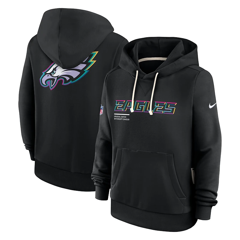 Sweat à capuche Nike noir Philadelphia Eagles 2025 NFL Crucial Catch Sideline Standard Issue Dri-FIT pour femme
