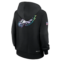 Sweat à capuche Nike noir Philadelphia Eagles 2025 NFL Crucial Catch Sideline Standard Issue Dri-FIT pour femme