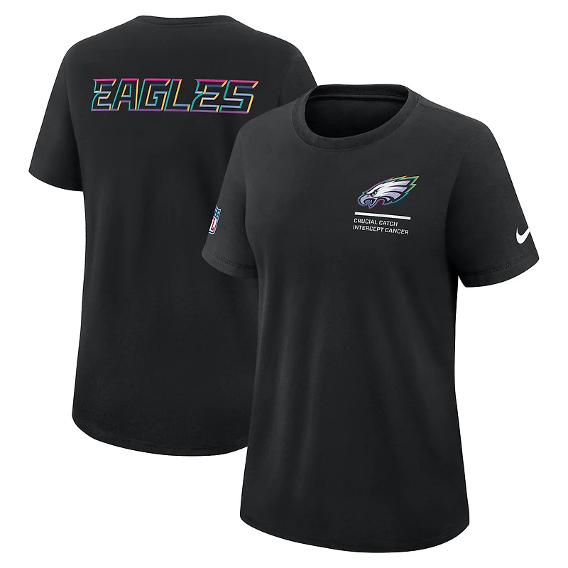 Women's Nike Black Philadelphia Eagles 2025 NFL Crucial Catch Tri-Blend Dri-FIT T-Shirt
