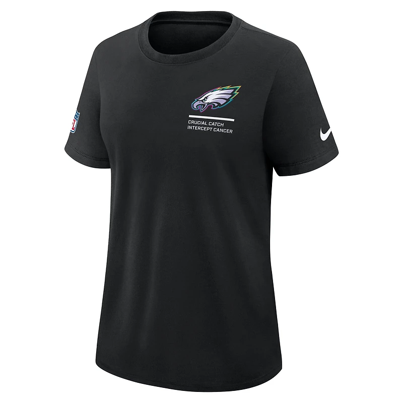 Women's Nike Black Philadelphia Eagles 2025 NFL Crucial Catch Tri-Blend Dri-FIT T-Shirt