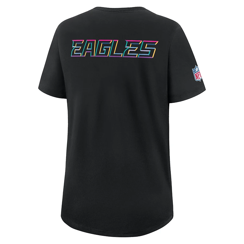 Women's Nike Black Philadelphia Eagles 2025 NFL Crucial Catch Tri-Blend Dri-FIT T-Shirt
