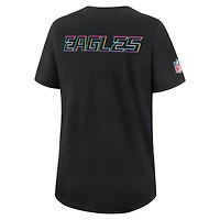 Women's Nike Black Philadelphia Eagles 2025 NFL Crucial Catch Tri-Blend Dri-FIT T-Shirt