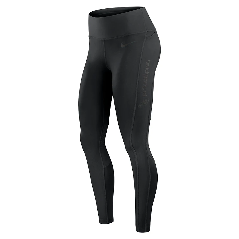 Legging Nike noir Philadelphia Eagles Edge Wordmark Dri-FIT pour femme
