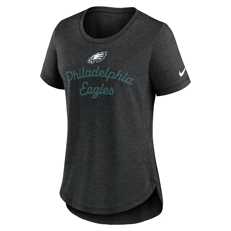 T-shirt Nike noir à trois bandes Philadelphia Eagles pour femme