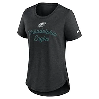 T-shirt Nike noir à trois bandes Philadelphia Eagles pour femme