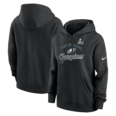 Women's Nike  Black Philadelphia Eagles Super Bowl LIX Champions Tailsweep Pullover Hoodie