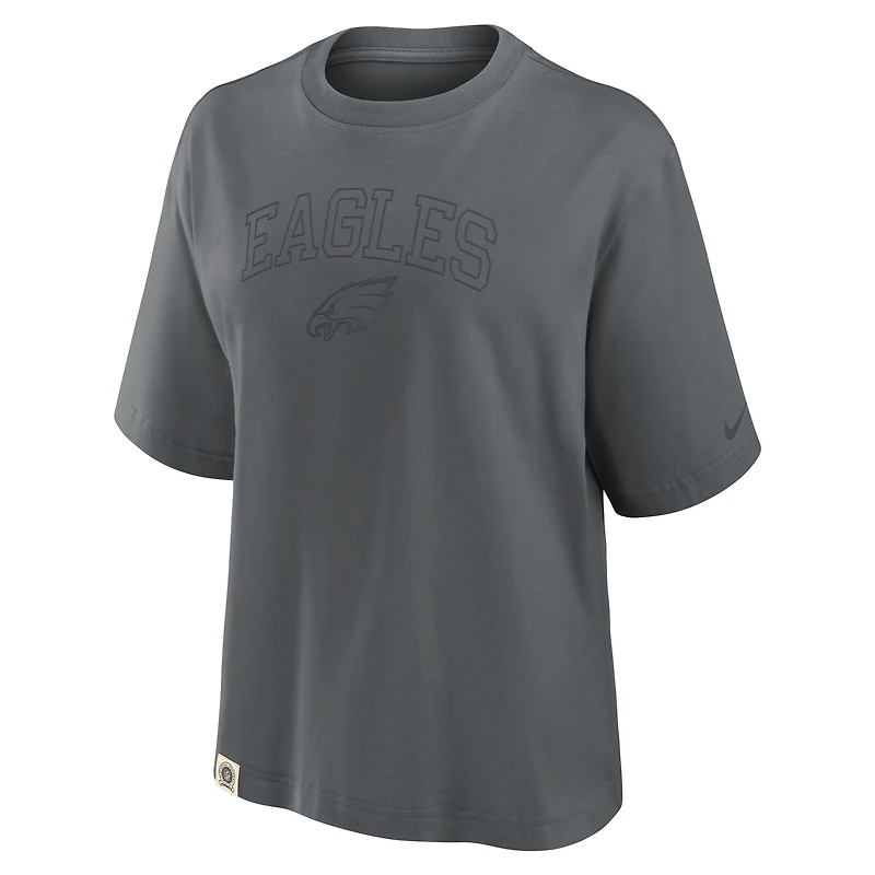 T-shirt Nike anthracite Philadelphia Eagles Glory Arch Boxy pour femme