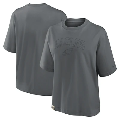 T-shirt Nike anthracite Philadelphia Eagles Glory Arch Boxy pour femme
